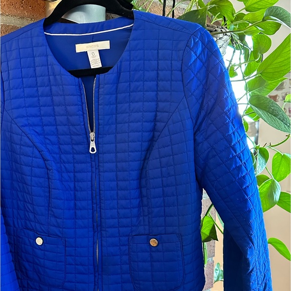 Royal blue shoulder padded quilted jacket. - Picture 3 of 3